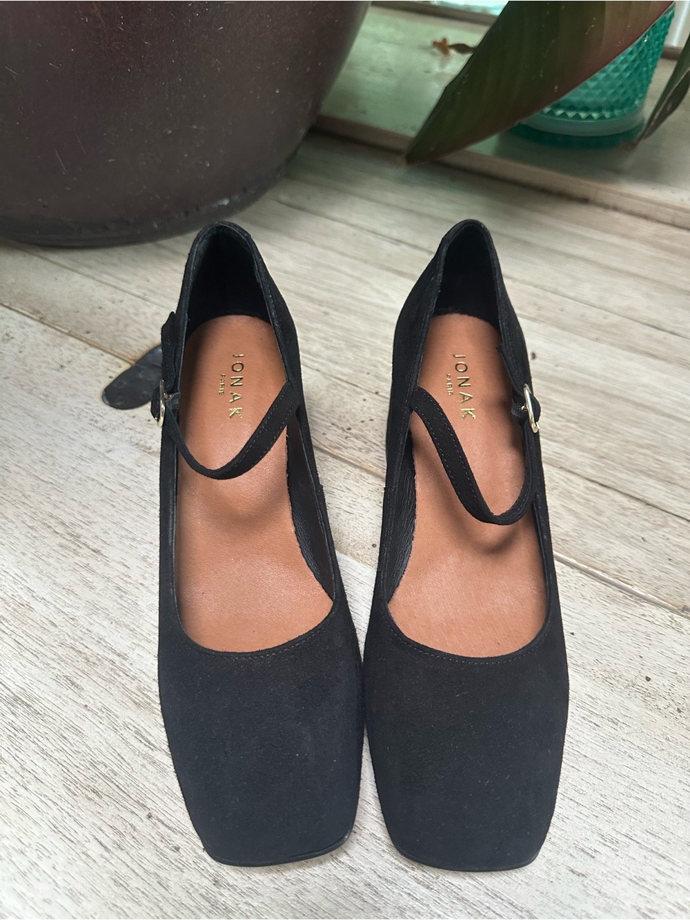 Jonak Black Suede Mary Jane Heels EU 37